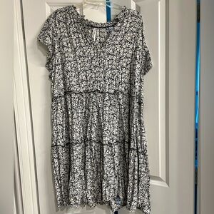 Anthropologie Floral Black and White Dress